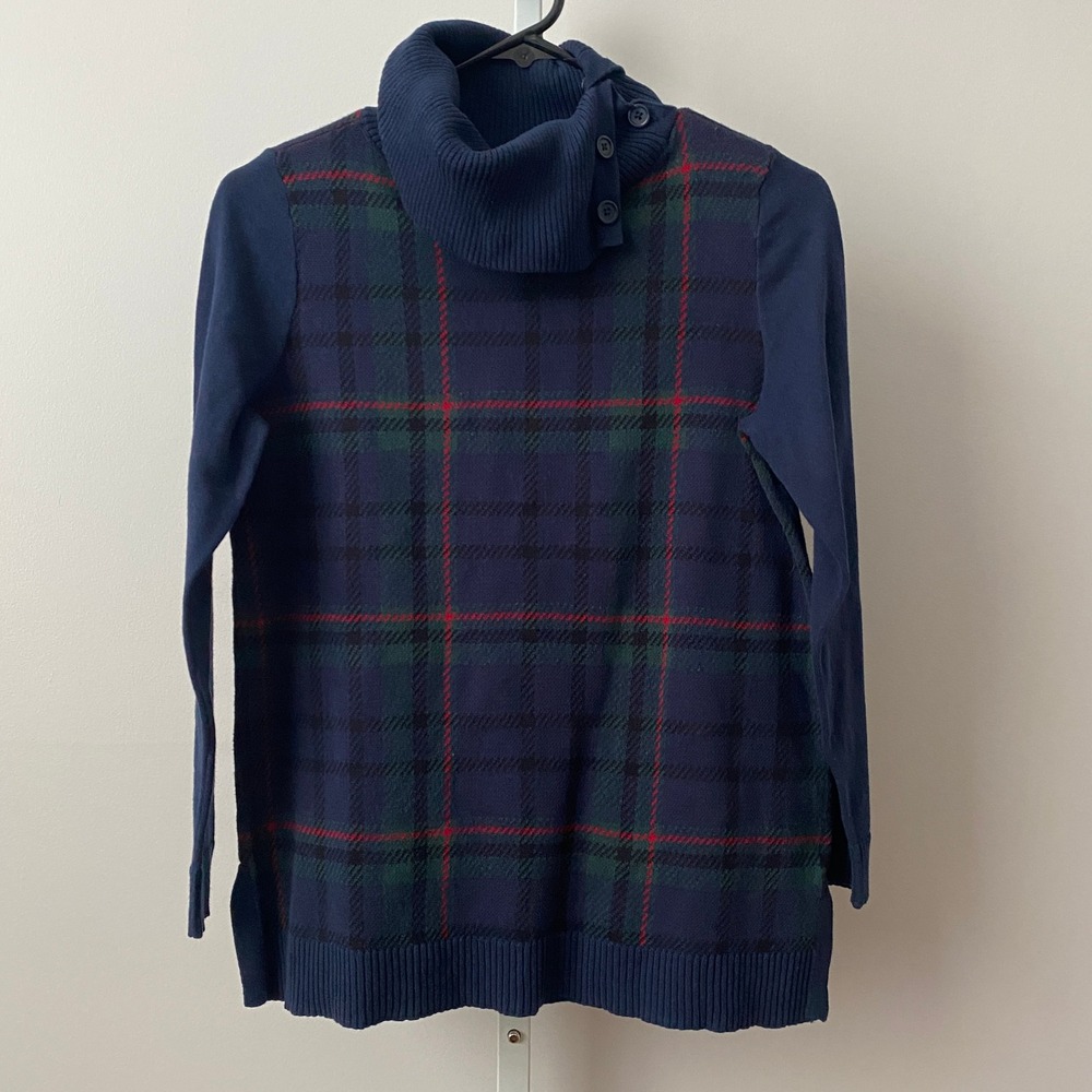 Talbots Cotton Academia Equestrian Cowgirl Ivy‎ League Plaid Sweater SP Blue